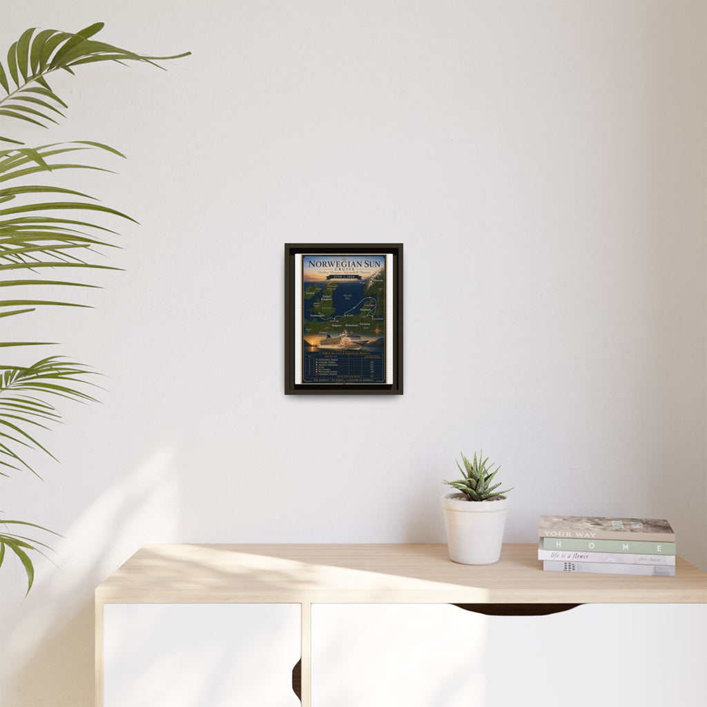 Norwegian Sun Cruise Route Matte Canvas — Custom Framed Sailing Memento